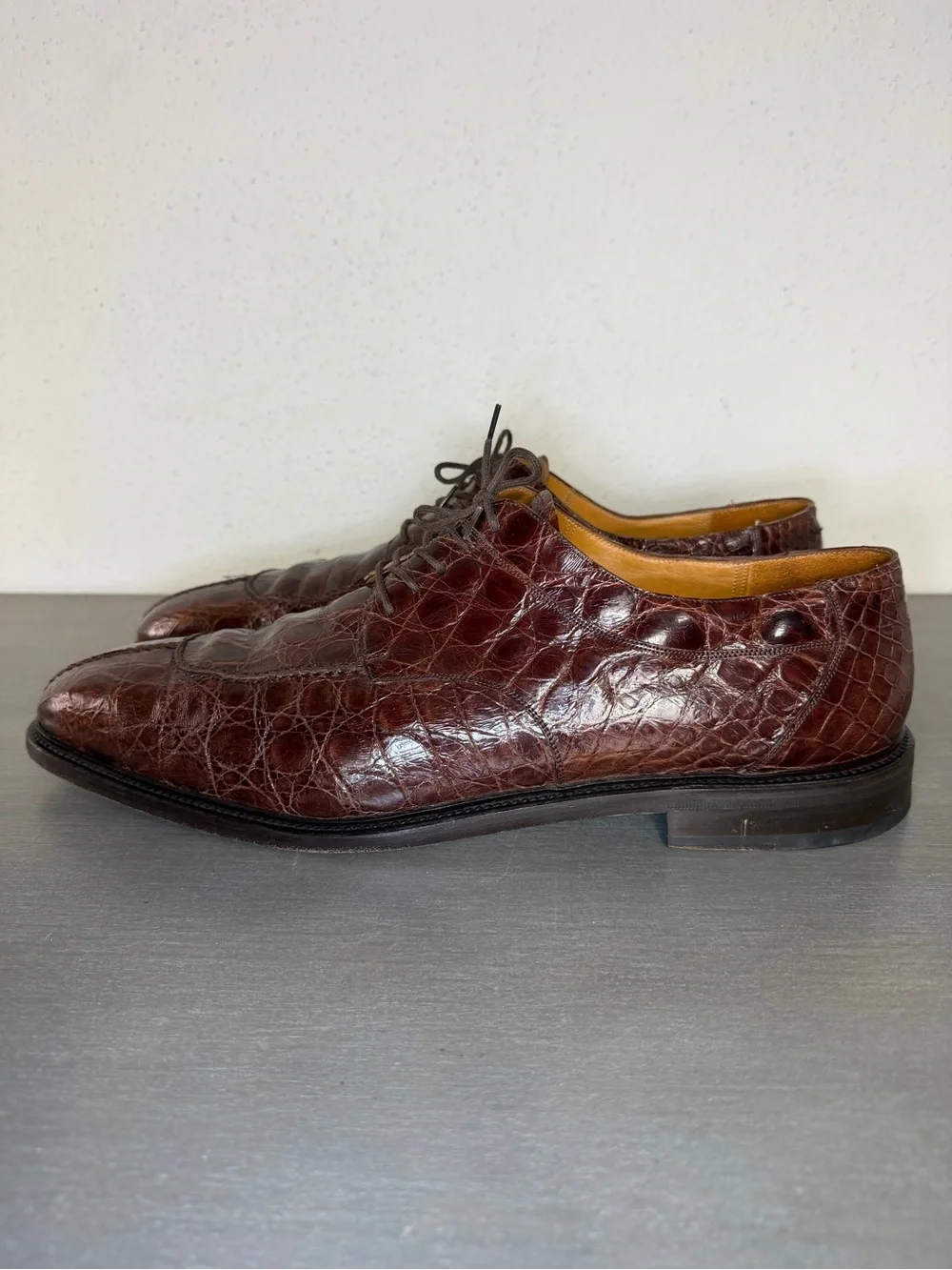 Mezlan Genuine Crocodile Leather Derby Dress Shoes Men’s Size 17M Made In Spain